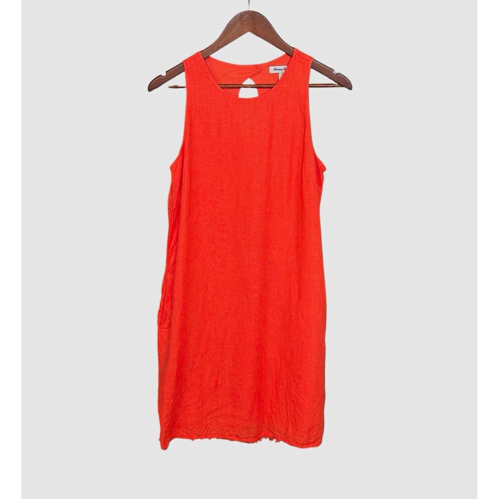 Tommy Bahama Orange Coral Linen Cotton Shift Dress Sz Small Casual Resort Modest